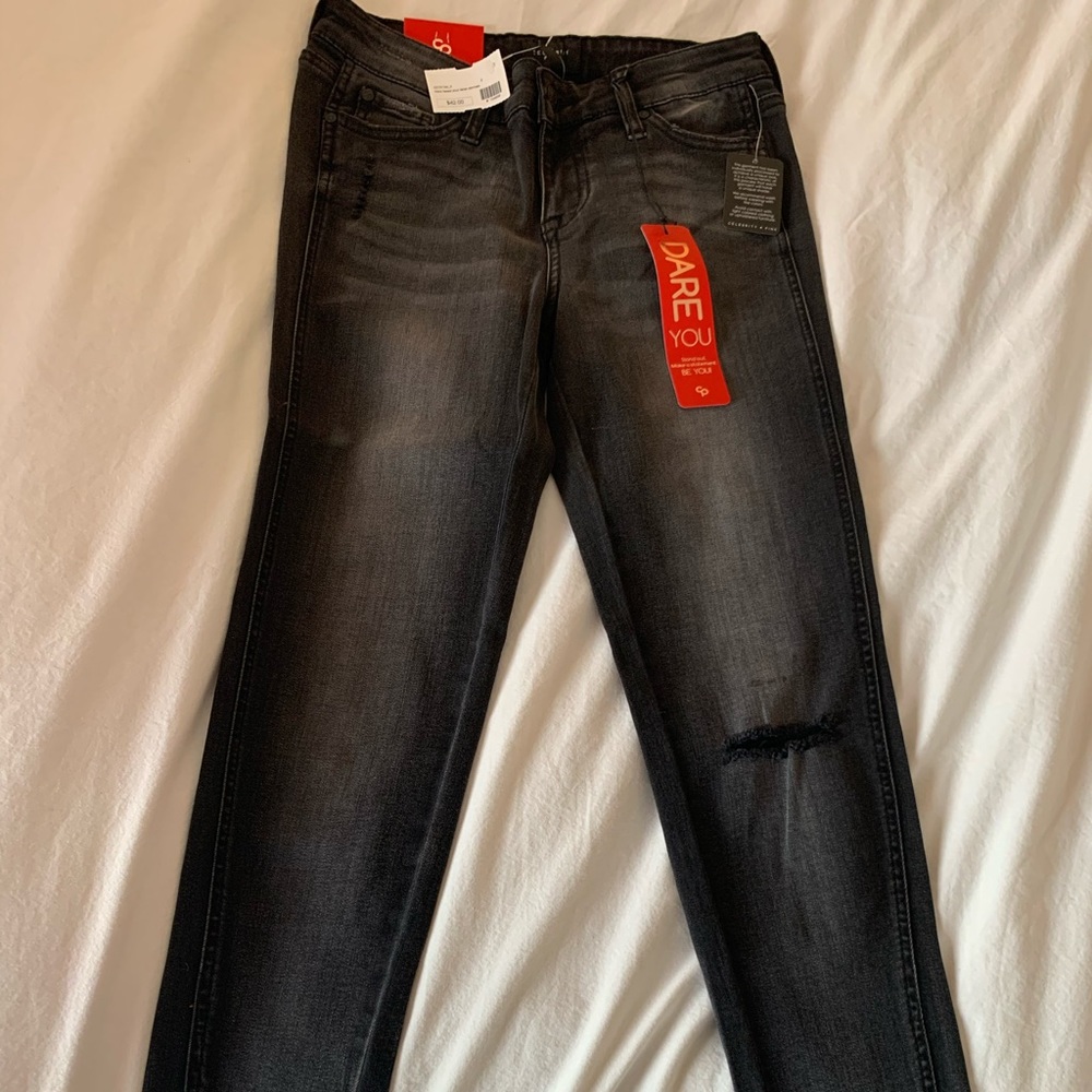 Black faded stud detail skinnies